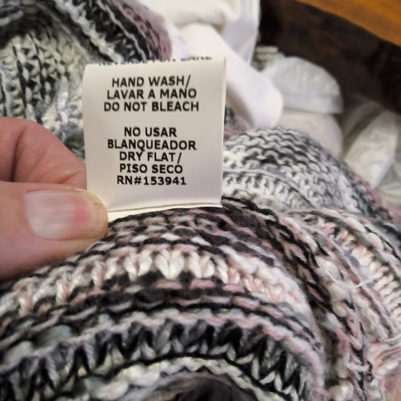 Coverstitched Women’s Chunky Knit Cardigan S/M Pink Gray Black Open Front... - Picture 5 of 8